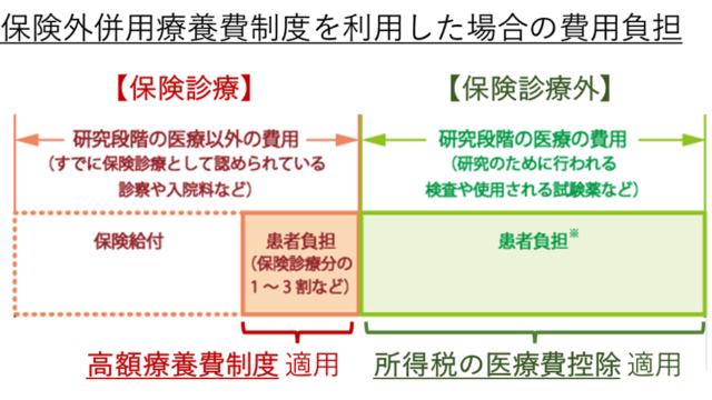 保険外併用療養費制度を利用した場合の費用負担